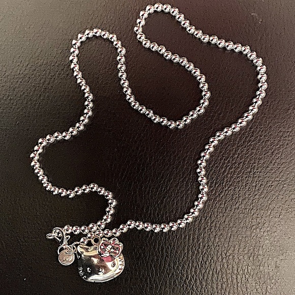 Hello Kitty Sterling Silver Handmade Matching Necklace Bracelet Earrings Set - Picture 10 of 11